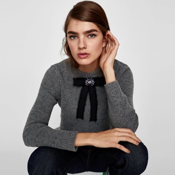 zara sweater with bows
